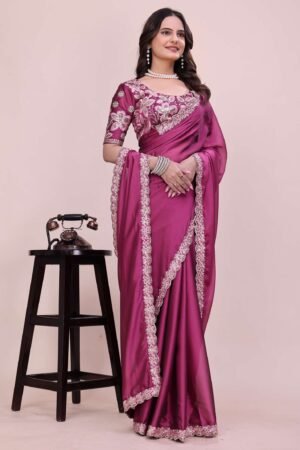 Pink Zariwork Georgette Saree