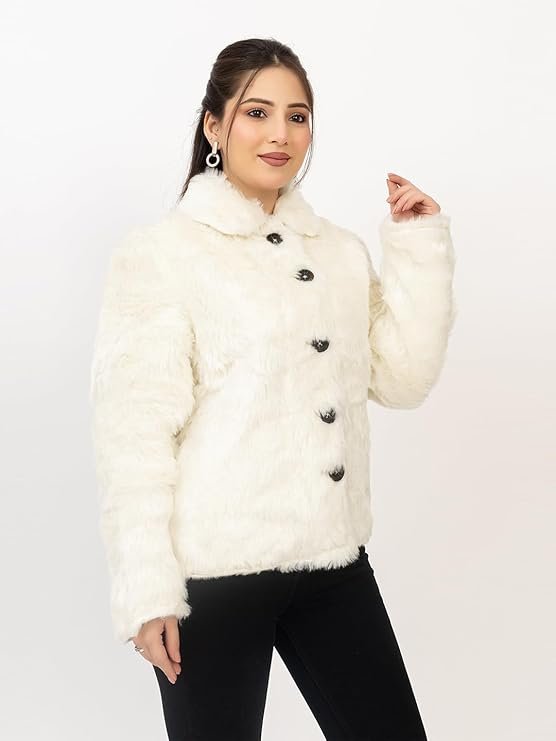 Grey Faux Fur Statement Jacket – Chic Winter Party Layer for Women