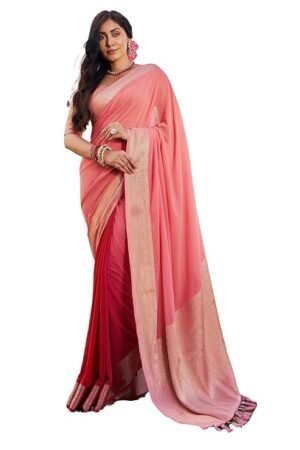 Women's Pure Georgette Saree with Plain Weave and Unstitched Matching Blouse Piece