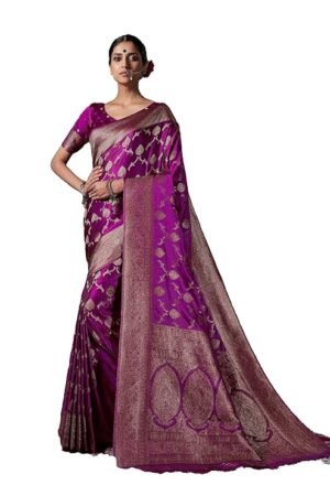Banarasi Satin Silk Saree with Unstitched Blouse Piece