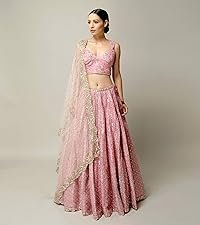 Dusty Rose Pink Embroidered Lehenga Choli for Women | Designer Wedding Party Wear Lehenga with Dupatta