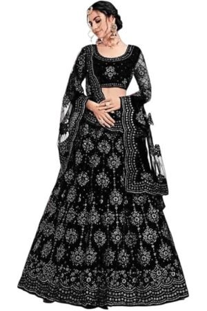 Black Embroidered Lehenga Choli for Women | Designer Wedding Party Wear Lehenga with Dupatta