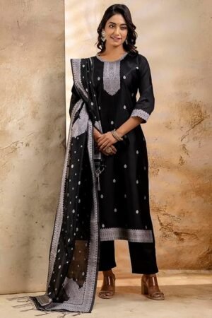 Black Embroidered Kurta Pant Set for Women | Elegant Ethnic & Casual Wear Suit