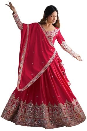 Bridal Red Embroidered Lehenga Choli with Dupatta | Designer Wedding & Festive Wear