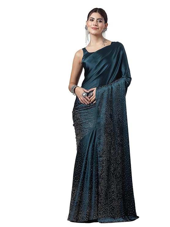 Elegant Teal Blue Shimmer Saree for Women – Party Wear Designer Draped Saree
