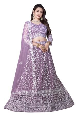 Elegant Lavender Embroidered Lehenga Choli with Dupatta | Designer Wedding & Party Wear